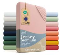 Laleni Premium Draps Housses 38x77 cm en Jersey - Drap Housse Bebe certifié Oeko-TEX - Drap Housse Berceau 100% Coton - Drap Housse lit Parapluie - Matelas et Linge de lit - Drap lit Bebe en Rose