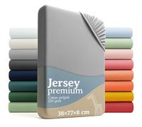 Laleni Premium Draps Housses 38x77 cm en Jersey - Lot de 2 Drap Housse Bebe Oval certifié Oeko-TEX - Drap Housse Berceau 100% Coton - Drap Housse lit Parapluie - Matelas et Linge de lit en Gris