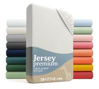 Laleni Premium Draps Housses 38x77 cm en Jersey - Lot de 2 Drap Housse Bebe Oval certifié Oeko-TEX - Drap Housse Berceau 100% Coton - Drap Housse lit Parapluie - Matelas et Linge de lit en Ivoire