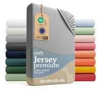 Laleni Premium Draps housses 50x89 cm en jersey pour Babybay Original - Drap housse bebe certifié OEKO-TEX - Drap housse berceau 100% coton - Matelas et linge de lit - Drap housse lit parapluie - gris