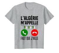 L'algérie m'appelle J'peux Pas J'me Barre en Algérie Drapeau T-Shirt, Enfant, Gris Chiné, 10 Ans