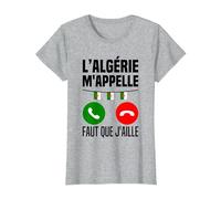 L'algérie m'appelle J'peux Pas J'me Barre en Algérie Drapeau T-Shirt, Femme, Gris Chiné, XL