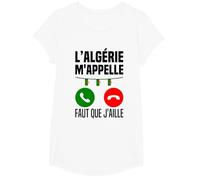 L'algérie m'appelle J'peux Pas J'me Barre en Algérie Drapeau T-Shirt, Fille, Blanc, S