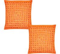 Lalhaveli Indian Case Main Oreiller Designer avec Le Travail de Broderie, Dentelle & Mirror, 41 x 41 cm, Lot de 2 pcs