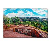 Lalibela Ethiopie Puzzle 500 pièces Églises taillées dans la Roche de Lalibela Ethiopie Jeu de Puzzle Oeuvre Souvenir de Voyage 52 x 38 cm
