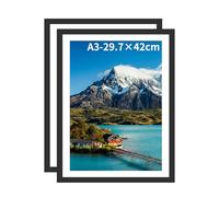 Lalieffacely Cadre Photo A3, Cadre 29,7x42 avec Passe Partout et Plexiglas pour Poster Photos et Images pour Montage Mural Horizontal ou Vertical Uniquement (Noir, A3(29.7x42cm)*2)