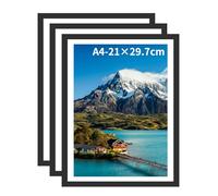 Lalieffacely Cadre Photo A4, Cadre 21x29,7 avec Passe Partout et Plexiglas pour Poster Photos et Images pour Montage Mural Horizontal ou Vertical Uniquement (Noir, A4(21x29.7cm)*3)
