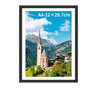 Lalieffacely Cadre Photo A4, Cadre 21x29,7 avec Passe Partout et Plexiglas pour Poster Photos et Images pour Montage Mural Horizontal ou Vertical Uniquement (Noir, A4(21x29.7cm)*1)