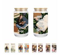 LALILIESS Tasses à café glacé en verre avec couvercles et pailles avec texte personnalisé « Just A Girl Who Loves Books » - Cadeau pour femme, enseignant, bibliothécaire