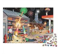 L'allumage de l'entrepôt de Feux d'artifice du Nouvel an Puzzle en Bois Imperméable DIY Puzzles De 1000 Pièces pour Adultes Impossible Jeux Éducatifs