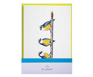 Lalo 60807L Sachet Carte Double Motif Mésanges + Enveloppe C6