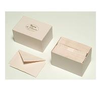 Lalo 92305L - Un coffret ''Mode de Paris'' comprenant 30 cartes simples 9,7x15,2 cm 300g et 30 enveloppes doublées gommées aux bords dentelés 10x15,8 cm, Rose