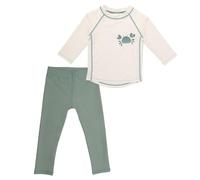 LaLoona Combinaison UV Bebe (2 Pièces) - T Shirt UV Enfant et Short UPF 80+ - Maillot de Bain Unisexe, Séchage Rapide et Oekotex - Crème Menthe - Taille 74-80 cm