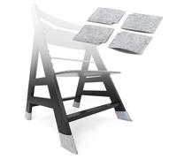LaLoona Lot de 4 x Protection Pieds Chaise Haute Bébé en Feutre - Gris | Patins chaise haute compatible avec hauck Alpha, Beta, roba Sit Up, etc. | Protection anti-rayure pour parquet et stratifié