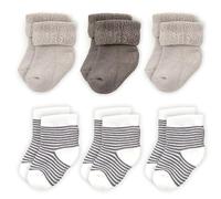 LaLoona Lot de 6 Paires de Chaussette Bebe 0-3 Mois - Gris | Chaussettes bébé chaudes en coton pour nouveau-né I Certifiées OEKO-TEX Standard 100