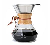 Lalord Verser Over Cafetière avec Filtre en Acier Inoxydable Réutilisable, 800 ml Carafe à Café en Verre Borosilicaté, Collier en Bois, Infuseur à Café, Peut Contenir 4 Tasses