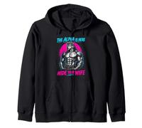 L'Alpha est là Alpha Wolf Furry Vaporwave Retrowave Sweat à Capuche