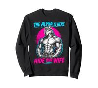 L'Alpha est là Alpha Wolf Furry Vaporwave Retrowave Sweatshirt
