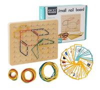 Laluky Geoboard en bois, Montessori - Jouet éducatif à partir de 3 ans - Jouet de motricité - Jeu éducatif préscolaire - Geoboard de figurines et formes pour enfants - Cadeau pour garçons et filles