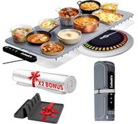Lalush'e Electric Food Warming Mat, XXL 36 x 15 cm - Portable Food Warmer for Parties, Hosting & Buffet Serving Foldable Graphene Heating Tray with 7 Temp Settings, Spoon Rest and Travel Insulation