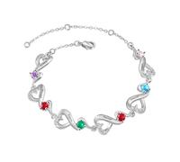 Lam Hub Fong Bracelet Femme Personnalisé avec Gravure 2-7 Nom Réglable Mère Fille Bracelets Cadeau pour La Fête des Mères Anniversaire Noël (6 noms)