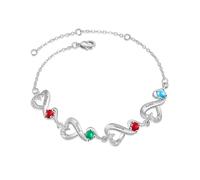 Lam Hub Fong Bracelet Femme Personnalisé avec Gravure 2-7 Nom Réglable Mère Fille Bracelets Cadeau pour La Fête des Mères Anniversaire Noël (4 noms)