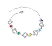 Lam Hub Fong Bracelet Femme Personnalisé avec Gravure 2-7 Nom Réglable Mère Fille Bracelets Cadeau pour La Fête des Mères Anniversaire Noël (5 noms)