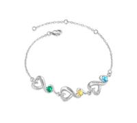 Lam Hub Fong Bracelet Femme Personnalisé avec Gravure 2-7 Nom Réglable Mère Fille Bracelets Cadeau pour La Fête des Mères Anniversaire Noël (3 noms)