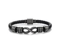 Lam Hub Fong Bracelet Homme Personnalisé avec 1-5 Nom Gravure Bracelet en Cuir Perlé Famille Ami Père Fils Cadeau pour Anniversaire Saint Valentin Fête des Pères (B-4 noms)