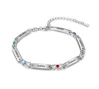Lam Hub Fong Bracelet Infini Femme Personnalisé avec Gravure 1-6 Nom Réglable Mère Fille Bracelets Cadeau pour La Fête des Mères Anniversaire Noël