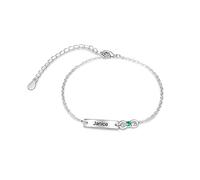 Lam Hub Fong Bracelet Infini Femme Personnalisé avec Gravure 1-6 Nom Réglable Mère Fille Bracelets Cadeau pour La Fête des Mères Anniversaire Noël
