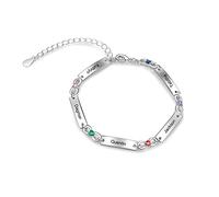 Lam Hub Fong Bracelet Infini Femme Personnalisé avec Gravure 1-6 Nom Réglable Mère Fille Bracelets Cadeau pour La Fête des Mères Anniversaire Noël