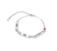 Lam Hub Fong Bracelet Infini Femme Personnalisé avec Gravure 1-6 Nom Réglable Mère Fille Bracelets Cadeau pour La Fête des Mères Anniversaire Noël
