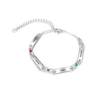 Lam Hub Fong Bracelet Infini Femme Personnalisé avec Gravure 1-6 Nom Réglable Mère Fille Bracelets Cadeau pour La Fête des Mères Anniversaire Noël
