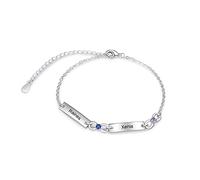 Lam Hub Fong Bracelet Infini Femme Personnalisé avec Gravure 1-6 Nom Réglable Mère Fille Bracelets Cadeau pour La Fête des Mères Anniversaire Noël