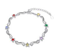 Lam Hub Fong Bracelet Infini Personnalisé pour Femme avec 2-7 Noms Gravure Ajustable Bracelets D'Amitié pour Mère Fille Cadeau pour Fête des Mères Anniversaire Noël (7 Name)