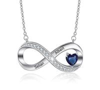 Lam Hub Fong Collier Femme Coeur Personnalisé Noms Collier Argent 925 Gravure Nom Bijou Personnalisé Fête des Mères Cadeau pour Maman/Petite Amie Noël/Saint Valentin (à l'infini-1)