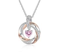 Lam Hub Fong Collier Femme Personnalisé Coeur 3 Noms 12 Pierre Naissance Argent 925 Collier Nom Gravure Cadeau Personnalisé Fête des Mères Bijoux Cadeau pour Maman/Petite Amie Noël/Saint Valentin#10