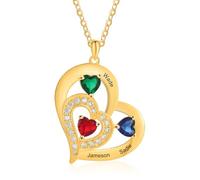 Lam Hub Fong Collier Personnalisé Prénom Coeur Pendentif Or Rose/Or Collier Gravé Femme avec 1-6 Noms Maman Je t'Aime Cadeau pour Anniversaire Fête des mères Noël