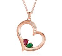 Lam Hub Fong Collier Personnalisé Prénom Coeur Pendentif Or Rose/Or Collier Gravé Femme avec 1-6 Noms Maman Je t'Aime Cadeau pour Anniversaire Fête des mères Noël