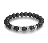 Lam Hub Fong Perle de Pierre Volcanique Naturelle Bracelet élastique Personnalisé avec 2~5 Nom Perles Bracelet pour Homme Femme 8mm Naturelles Perles Bracelet élastique Cadeau pour Papa Maman