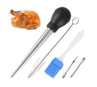 Lam-lord Ensemble de poire à dinde en acier inoxydable avec seringue à marinade et aiguille d'injecteur de viande avec brosse de nettoyage et 2 aiguilles à marinade pour cuisine