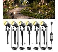 Lam(MS)pen Lot de 6 Éclairage 24V Extérieur à Piquer IP65 Étanche Spot LED Lumière Blanc Chaud Exterieur Projecteur LED Éclairage pour Chemins Plantes Balcon Terrasse Hôtel Pelouse, Terrain de Basket