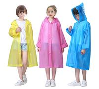LAMA 3 pièces Poncho de pluie Enfants, imperméable Réutilisable, vêtements de pluie unisexe, cape de pluie veste de pluie, imperméable pour le cyclisme/la randonnée/le camping, Jaune+Rouge+Bleu