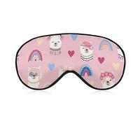 Lama Alpaga Visages Masque De Sommeil Bandeau Coeurs Arc-En-Ciel Réglable Super-Lisse Doux Masque Pour Les Yeux Couverture pour Hommes Femmes Voyage Et Sieste