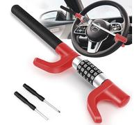 LAMA Antivol Voiture, Canne Antivol Voiture Antivol Volant Voiture, Bloque Volant, Serrure de Volant à Code rétractable, antivol Universel pour Voitures, camionnettes, SUV, Rouge