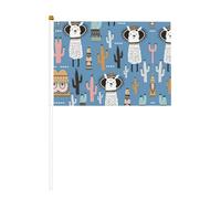 Lama Cactus Plante ondulante double face et mini drapeaux à bâton, adaptés pour la décoration de fête et les activités d'équipe