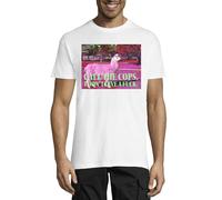 Lama Call The Cops. I Don't Give A FCK Crew Neck Cotton T-Shirt Homme Blanc, blanc, 3XL