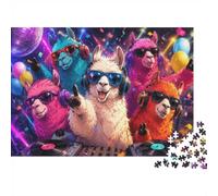 Lama Casque Disco 1000 Pièces Mini Puzzle pour Adultes Décoration | 70x50cm Carton Débutants Relaxation Détente Puzzle Fait Main Cadeau D'anniversaire