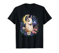 Lama céleste sous la Lune avec Fleurs Sauvages T-Shirt